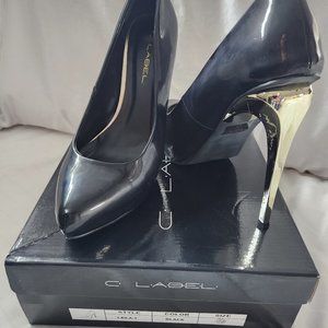 Black patent leather heels